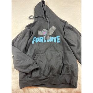 Fortnite Raven Graphic Hoodie Black Blue Logo Sweatshirt Mens Large 2022 Epic